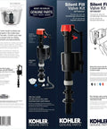 Silent Fill Valve Kit GP1083167 For Class Five Toilets packaging front view with installation and usage details visible