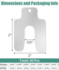 Top Tier 80 Piece 2X2 Inch 304 Stainless Steel Slotted Shims Kit Size A with dimensions 2x2 inches and 5/8 inch cutout.