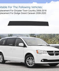 Black B-pillar side molding for passenger side; fits Town & Country 2008–2016 and Grand Caravan 2008–2020