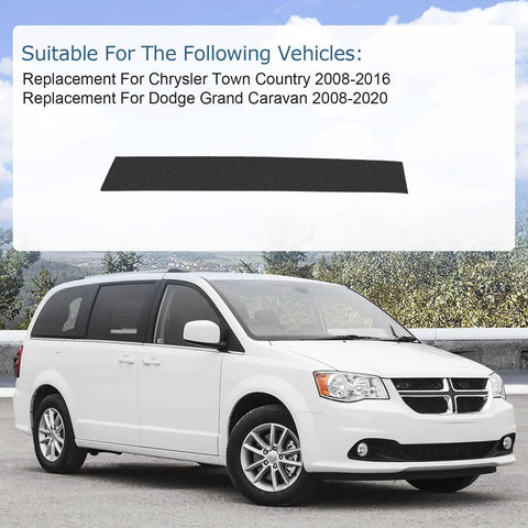 Black B-pillar side molding for passenger side; fits Town & Country 2008–2016 and Grand Caravan 2008–2020