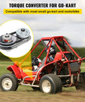 Heavy Duty Mean Machine Torque Converter For 4 To 7 Horsepower Go Kart Clutch with detailed view of engine pulley on go-kart.