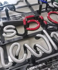 Close-up of It Is 5 O Clock Somewhere Metal Frame Neon Sign 17 By 13 Inch Real Glass Neon Light letters on metal frame