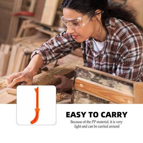 Woman woodworking with Heavy Duty Woodworking Push Block Handle For Table Saw And Jointer Safety Push Stick Orange Carpenter Grip