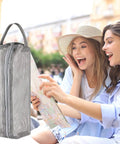 Travel Toiletry Bag With Ventilated Mesh Storage Ultra Portable Road Trip Ready All In One Personal Kit, gray color.