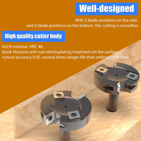 Flattening And Slotting Router Bit For DIY CNC And Handheld Routers 1/2 Inch Shank 2-1/2 Inch Cutting Diameter on wood surface