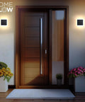 Edge LED Wall Light Indoor Outdoor Black Modern Sconce, Waterproof IP65, Warm White 3000K, beside wooden front door