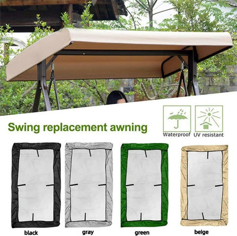 Outdoor Swing Canopy Replacement Top Cover For 3 Seater Patio Swing Universal 191x120x18 Cm 75x47x7 In Waterproof Beige