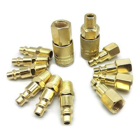 Real Deal One Quarter Inch NPT Quick Coupler Tool Connector Socket for Air Line Hose with Rust Proof Coat and Tight Seal Just for Serious Garage Crew and Pros Who Want Top Tier Quality Every Time brass air hose fittings set