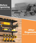 Heavy Duty Power Tool Organizer Wall Mount With Four Layer Storage Rack And Drill Holders Cordless Tool Shelf in garage