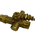 Gas Air Compressor Unloader Valve Combo For 145 To 175 PSI With Three Quarter Inch Inlet And Outlet, brass body, side view