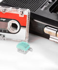 Metal Tape Deck Head Dual Channel Replacement for Cassette Players and Vintage Recorders, Universal Fit, Includes Integrated Support Frame and Button Components, shown with cassette and player