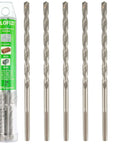 HLOFIZI 3/16 in x 6 in masonry drill bits set, carbide-tipped for concrete/brick/stone, six-pack, front view with packaging