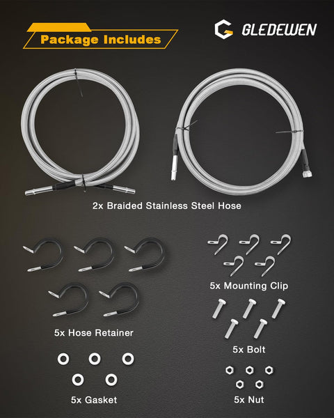 Fast Install Fuel Line Kit For 2004 2010 Silverado And Sierra 1500 2500 3500 Reg Cab Stainless Steel Braided Gas Line Set components