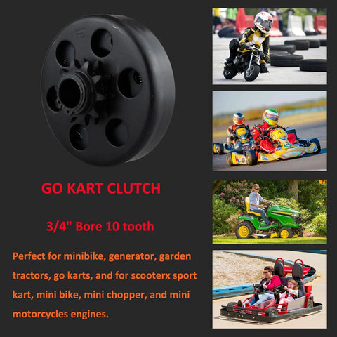 Heavy Duty Centrifugal Clutch For Go Karts And Mini Bikes, Three-Quarter Inch Bore, Ten-Tooth, Chain Size 40 41 420 compatibility