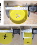 Four Inch Hole Saw Kit With Arbor Mandrel Bi-Metal Deep Cut For Wood Drywall Plywood Plastic And Thin Metal One And A Half Inch Cutting Depth Three Eighths Inch Hex Shank Ideal For Cornhole Boards shown with caliper measurement