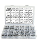 Open case of Big 918 Piece Nuts And Bolts Assortment Kit With M2 To M5 Hex Head Bolts And Nuts organized in compartments