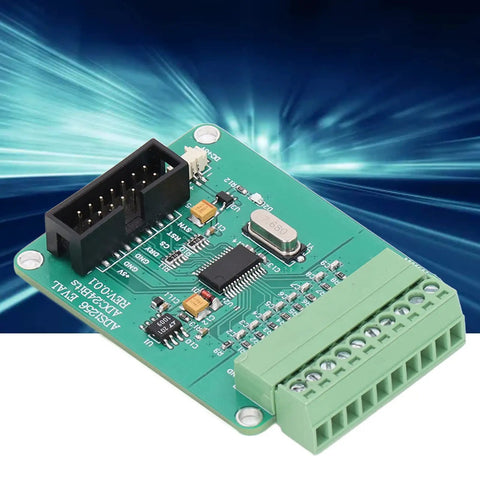 Eight Channel 24 Bit Data Acquisition Module With High Precision ADS1256 ADC, green circuit board, industrial and lab use.