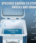 Inside view of Portable 12V Thermoelectric Cooler And Warmer with 7.5 Quart Capacity for snacks and drinks storage.