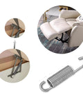 Top Shelf Stainless Steel Recliner Springs Heavy Duty Two Piece Set With Long Hook Attachment For Quick Sofa Mechanism Swap And Hella Durable Everyday Reliability.