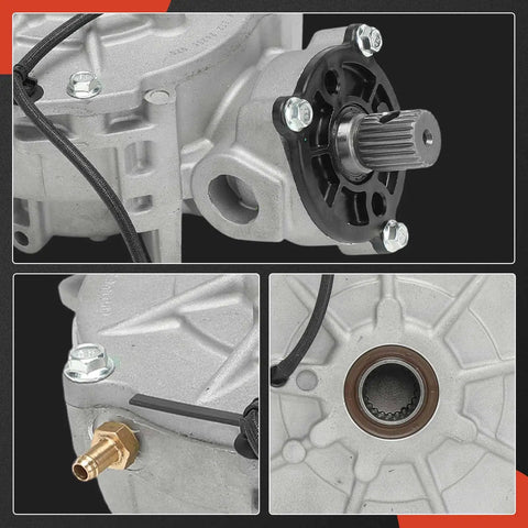 Close-up of Drop Right In Front Differential Assembly Replacement For Polaris Ranger Crew Sportsman 4x4 ATV UTV gearbox unit components.