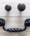 Vintage Black Bail Drawer Pull Four And A Quarter Inch Centers Drop Swing Dresser Cabinet Hardware Old School Retro Look