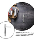 Top Notch Stainless Steel Retractable Plunger Pin Spring Return Action For Shop Tools Cabinet Hardware Drawer Stopper featured on wood background.