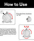 Image showing how to use the 60 Minute Mechanical Kitchen Timer With Loud Alarm No Batteries Needed for precise timing.