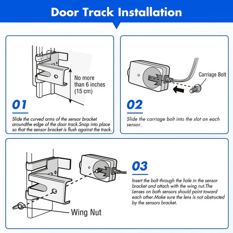Garage Door Safety Sensor Replacement Kit 41A5034 installation guide with sensor bracket and bolt for LiftMaster Sears Chamberlain Craftsman Openers.