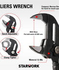 True Mechanic 312 Piece Tool Set With Ratchet And Socket System 120 Tooth Reversible Ratchet Two In One SAE And Metric Wrenches Pliers Wrench Included Pro Grade Auto And Home Do It Yourself Kit For Pros showing adjustable Cr-Mo pliers wrench