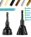 Front view SIFFOI 2-piece tungsten carbide chamfer set with black handles and 1/4 in hex quick-release shanks