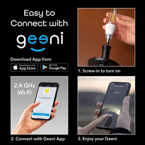 Steps to set up B11 Filament WiFi LED Smart Bulb Dimmable E12 Base White Light Works With Alexa And Google Home No Hub Required 4 Pack