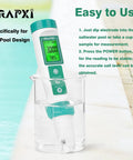 Saltwater Pool Tester Pro, Quick and Accurate Salinity Meter for Pools, Reads 0 to 9000 PPM, Great for Salt Chlorinator Systems, Helps Maintain Safe 2400 to 4500 PPM Range, User Friendly Digital Readout, handheld digital tester in beaker