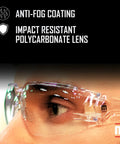 Tough As Nails Frameless Wraparound Safety Glasses with anti-fog coating and impact resistant polycarbonate lens.