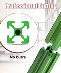 Close-up of green Beefy Ten Pack 1220mm T Slot 2020 Aluminum Extrusion European Standard Anodized Linear Rail