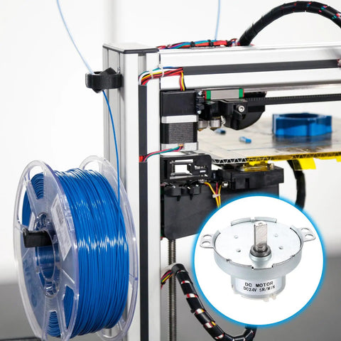 Low Speed 24V DC Gear Motor With 5 RPM D Shaft CW CCW High Torque for 3D Printer Filament Spool Rotation, DIY Projects