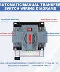 100Amp 110V AC Automatic Transfer Switch For Dual Power Changeover wiring diagram, 2 pole ATS with load and backup terminals