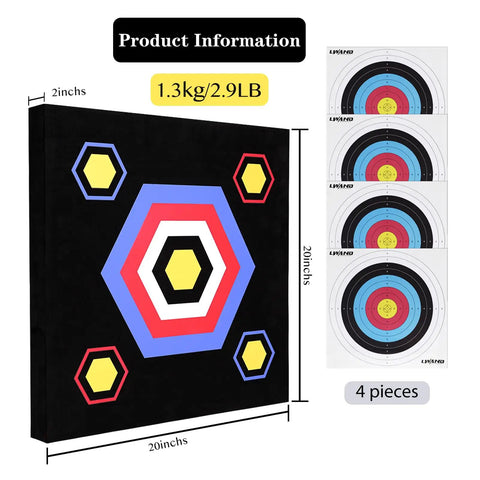 20 Inch Archery Target High Density EVA Foam For Recurve And Compound Bows Backyard Practice Sesh, with target papers