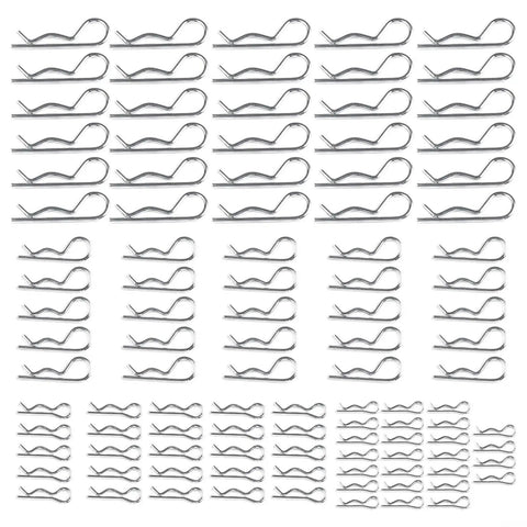 Heavy Duty 100 Pc R Cotter Pin Set Galvanized Carbon Steel Cotter Pins In 6 Sizes M1 To M2.5 For Tractors Trailers Cars And Machinery