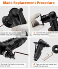 Blade replacement steps for Air Powered Chamfer Tool Kit With Dual Blade System R And C Blades, 30000 RPM, carbide set.