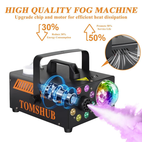 Powerful 600W Fog Machine With Disco Ball And 13 Color LED Lights For Halloween Parties Weddings And DJs Big Party Vibes on display