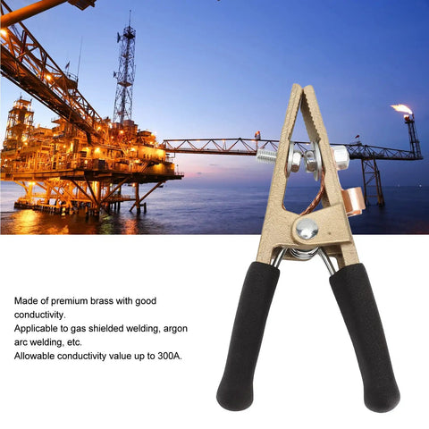 Workhorse 300A Brass Welding Ground Clamp With 45mm Opening A Type Earth Clip Premium Conductive Grounding Tool For Welders Shipyards Steel Structures Oil Rigs And Cars Black Cover brass clamp