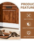 Heavy Duty Aluminum Kick Plate Door Scratch Guard 6 X 28 Inches Gloss White Finish with cats near a wooden door.