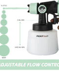 Heavy Duty 1000W HVLP Paint Sprayer Packed With Six Swap Out Tips For Smooth Variable Finishes Quick Rinse Cleanup In 47 Oz Removable Cup Ideal For Gritty Diy Jobs And Room Refreshers Slick Avocado Green showing adjustable flow control.