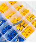 Ditch The Guesswork With This Epic 720Pc Assorted Insulated Electrical Wire Crimp Connector Kit Featuring Spade Butt Ring Fork Lugs And Rolled Terminals For Any Hot Wiring Project That Needs To Get Done Right. Assorted blue and yellow insulated wire crimp terminals in compartment box