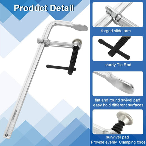 Two Pack 12 Inch F Clamps For Welding Heavy Duty Steel Clamps Set With 3 Inch Throat Depth And 1320 Lb Clamping Force Durable Bar Clamps