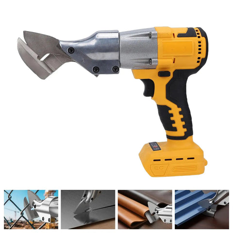 Heavy Duty Electric Metal Shears With Variable Speed Control And 360 Degree Rotating Head, showing hardened alloy blades and ergonomic grip.