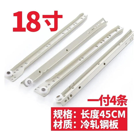 Thickened Two Section Drawer Slide Rails With Quiet Roller Pulley For Easy Glide And Partial Pullout Drawers 4 Piece Set 18 inch