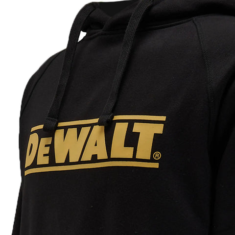 Men's Carrier Hoodie Black Pullover Sweatshirt with DEWALT Logo, Durable PolyCotton Blend, Rugged Workwear for Everyday Tasks
