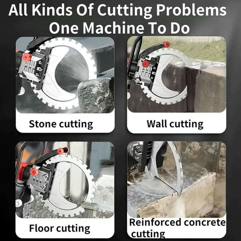 Professional Heavy Duty Concrete Ring Saw Featuring A Badass Pure Copper Motor That Blows Through Brick And Stone Wall Grooving With Razor Sharp Diamond Blades cutting stone, wall, floor, and reinforced concrete.