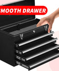 Heavy Duty Badass Four Drawer Steel Tool Chest With Smooth Ball Bearing Slides Lockable Latches And Scratch Resistant Liners showing smooth operable drawers.